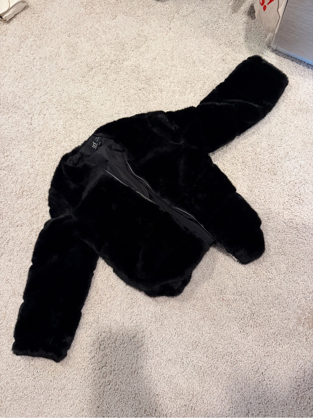 Zara Black Faux Fur Puffer Jacket